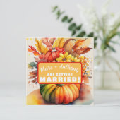 Halloween Pumpkin Erntedank Cornucopia Wedding Save The Date (Stehend Vorderseite)