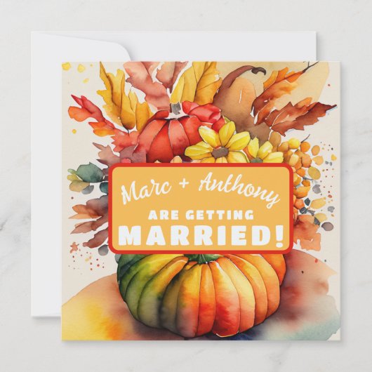 Halloween Pumpkin Erntedank Cornucopia Wedding Save The Date (Vorderseite)