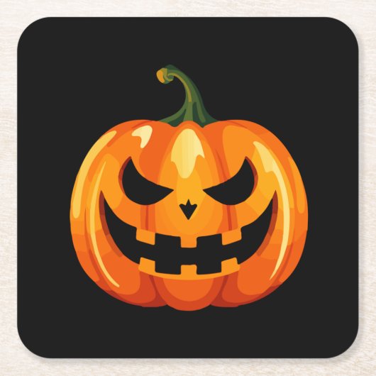 Halloween Pumpkin Face Beängstigend Rechteckiger Pappuntersetzer (Vorderseite)