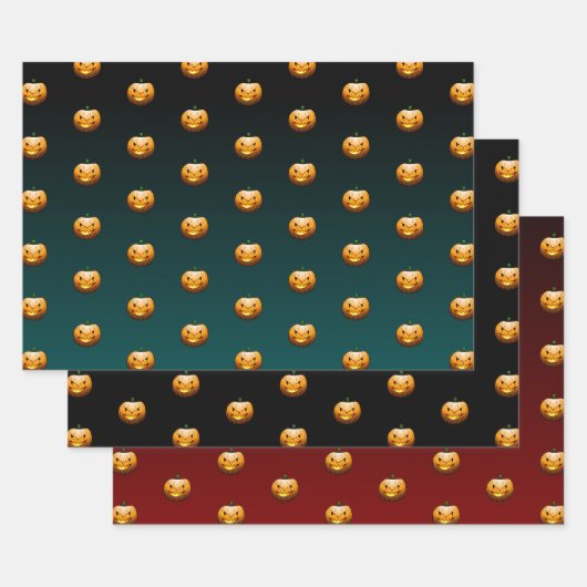 Halloween Pumpkin Face Geschenkpapier Set (Set)