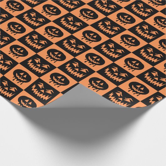Halloween Pumpkin Face Ghost Spooky Muster Geschenkpapier (Ecke)