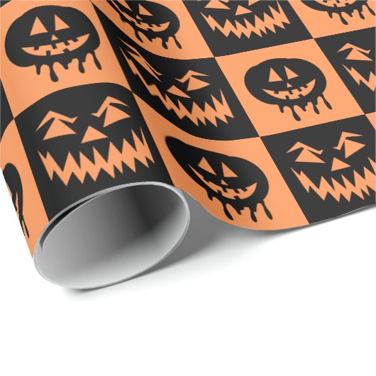 Halloween Pumpkin Face Ghost Spooky Muster Geschenkpapier (Rolleneckpunkt)