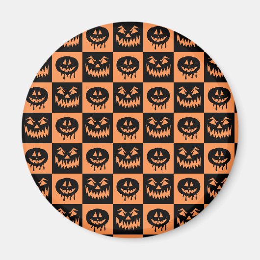 Halloween Pumpkin Face Ghost Spooky Muster Magnet (Vorne)