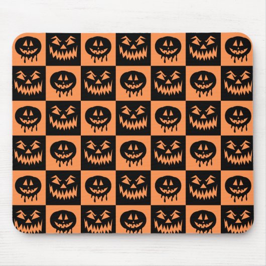 Halloween Pumpkin Face Ghost Spooky Muster Mousepad (Vorne)