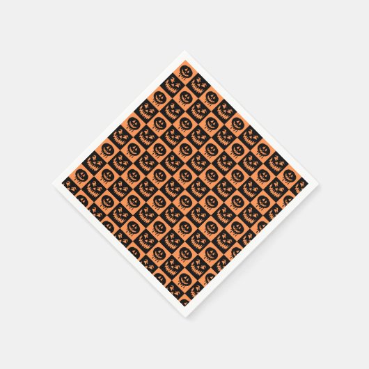 Halloween Pumpkin Face Ghost Spooky Muster Serviette (Ecke)