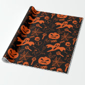 Halloween Pumpkin Face Kürbislaterne Black Geschenkpapier (Ungerollt)