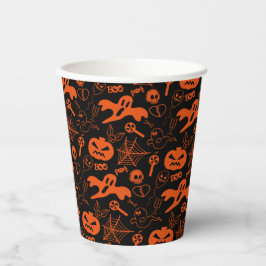 Halloween Pumpkin Face Kürbislaterne Black Pappbecher
