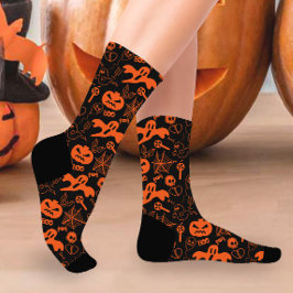 Halloween Pumpkin Face Kürbislaterne Black Socken