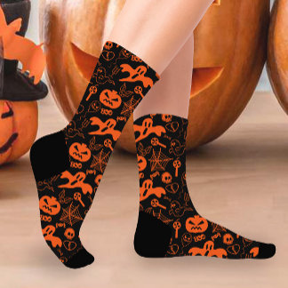 Halloween Pumpkin Face Kürbislaterne Black Socken