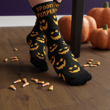 Halloween Pumpkin Face Kürbislaterne Black Socks