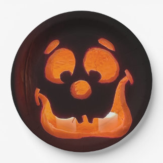 Halloween Pumpkin Face Pappteller