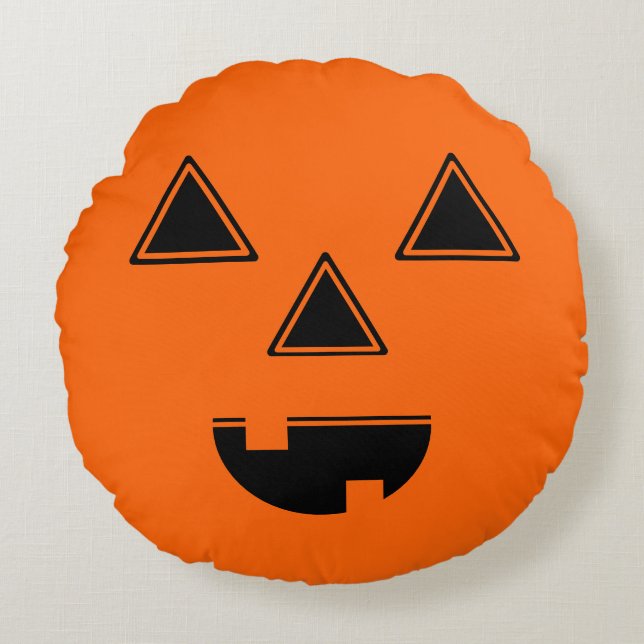 Halloween Pumpkin Face Pillow Rundes Kissen (Vorderseite)