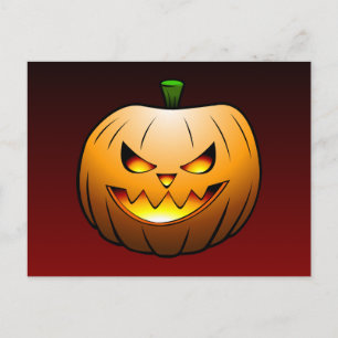 Halloween Pumpkin Face Postcard Postkarte