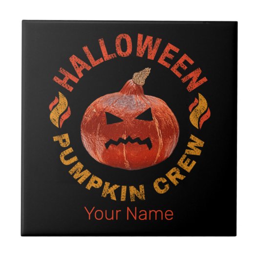 Halloween Pumpkin Face Retro Kostüm Erntedank Fliese (Vorderseite)