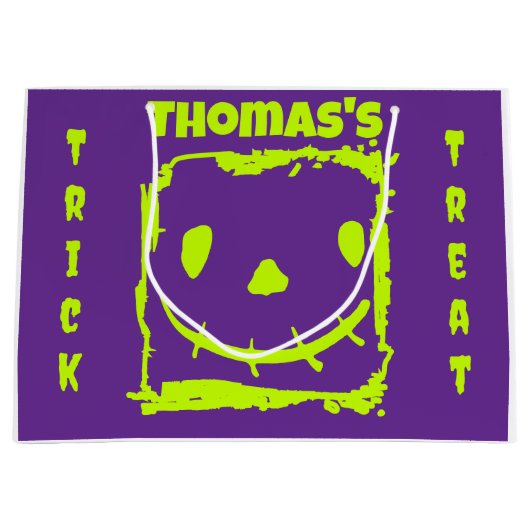 Halloween Pumpkin Face Trick oder Treat Bag Große Geschenktüte (Vorderseite)