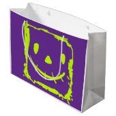 Halloween Pumpkin Face Trick oder Treat Bag Große Geschenktüte (Rückseite Schrägansicht)