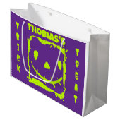 Halloween Pumpkin Face Trick oder Treat Bag Große Geschenktüte (Vorderseite Schrägansicht)
