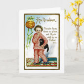 Hallowe'en Pumpkin Faces Karte (Gelbe Blume)
