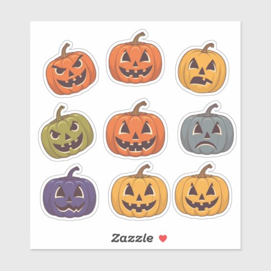Halloween Pumpkin Faces Scrapbook Sticker Sheet (Blatt)