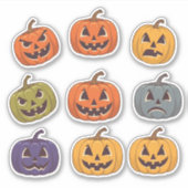 Halloween Pumpkin Faces Scrapbook Sticker Sheet (Vorderseite)