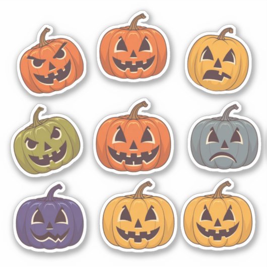Halloween Pumpkin Faces Scrapbook Sticker Sheet (Vorderseite)
