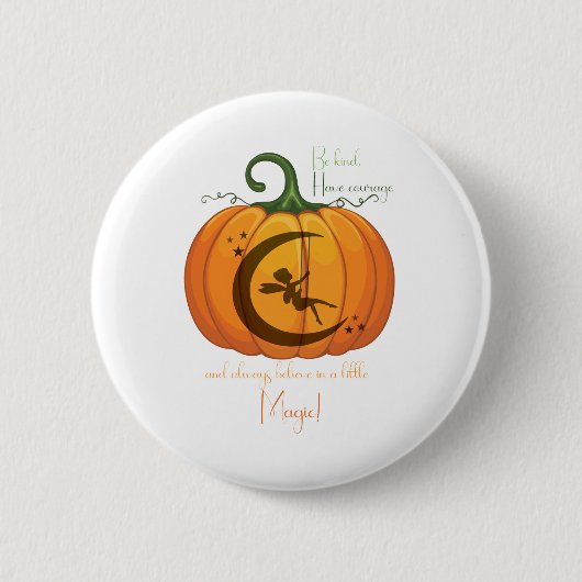 Halloween Pumpkin Fairy Design Button (Vorderseite)