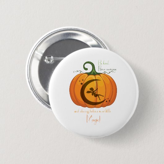 Halloween Pumpkin Fairy Design Button (Vorne & Hinten)
