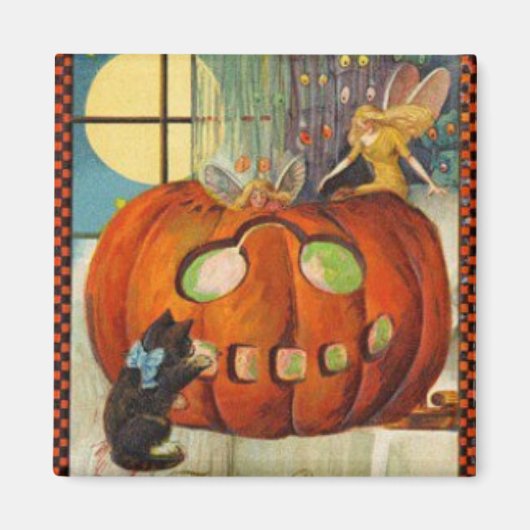 Halloween Pumpkin, Fairy und Black Cat Magnet (Vorne)
