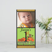 Halloween Pumpkin Foto Card (Stehend Vorderseite)