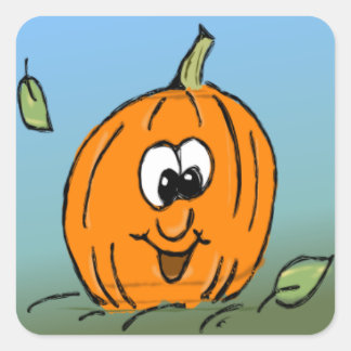 Halloween Pumpkin Friendly Jack-O-Lantern lächeln Quadratischer Aufkleber