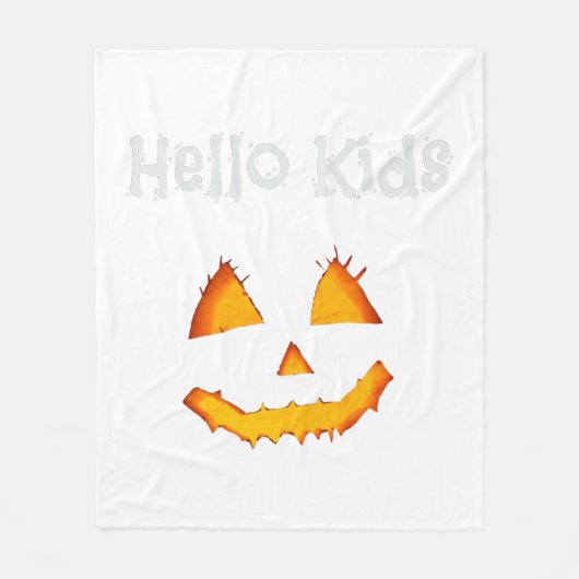 Halloween Pumpkin Funny Hello Kids Fleecedecke (Vorderseite)