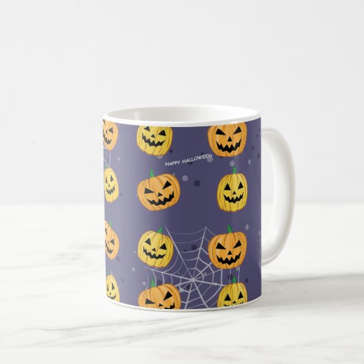 Halloween Pumpkin - Funny Pattern Kaffeetasse (VorderseiteRechts)