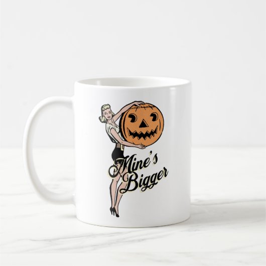 Halloween Pumpkin Funny Retro Orange Mines Bigger Kaffeetasse (Links)
