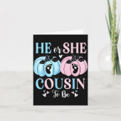 Halloween Pumpkin Gender Reveal He Or She Cousin T Karte (Vorderseite)