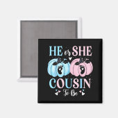 Halloween Pumpkin Gender Reveal He Or She Cousin T Magnet (Vorderseite/Rückseite)