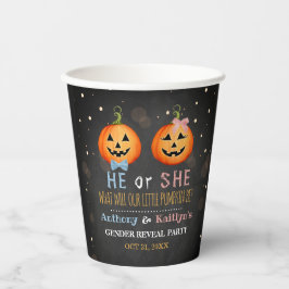 Halloween Pumpkin Gender Reveal Party Pappbecher
