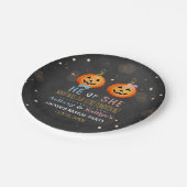 Halloween Pumpkin Gender Reveal Party Pappteller (Schrägansicht)