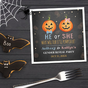 Halloween Pumpkin Gender Reveal Party Serviette