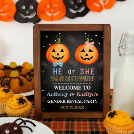 Halloween Pumpkin Gender Reveal Party Willkommen Poster