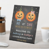 Halloween Pumpkin Gender Reveal Party Willkommen Sockelschild (In SItu)