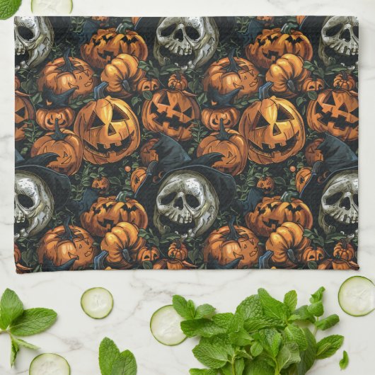 Halloween Pumpkin Geschirrtuch (Gefaltet)