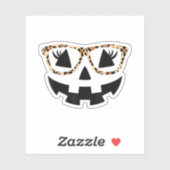 Halloween Pumpkin-Gesicht mit Leopardenbrille Aufkleber (Blatt)