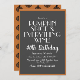 Halloween Pumpkin Gewürz und Wein 40 Geburtstagspa Einladung