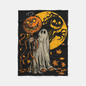 Halloween Pumpkin Ghost Autumn Blätter Graphic Art Fleecedecke (Vorderseite)