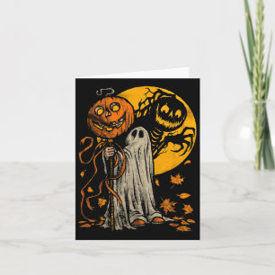 Halloween Pumpkin Ghost Autumn Blätter Graphic Art Karte