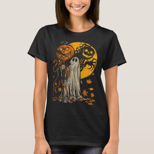 Halloween Pumpkin Ghost Autumn Blätter Graphic Art T-Shirt (Vorderseite)