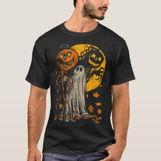 Halloween Pumpkin Ghost Autumn Leaves T-Shirt
