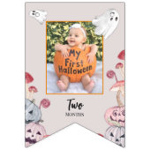 Halloween Pumpkin Ghost Birthday Foto Wimpelkette (Zweite Fahne)