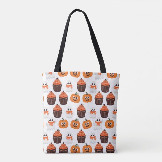 Halloween Pumpkin Ghost Cupcake Pattern Tasche (Rückseite)