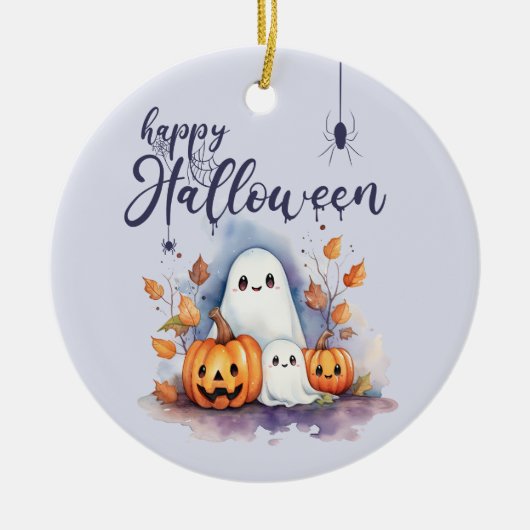 Halloween Pumpkin Ghost - Foto Keramik Ornament (Vorne)